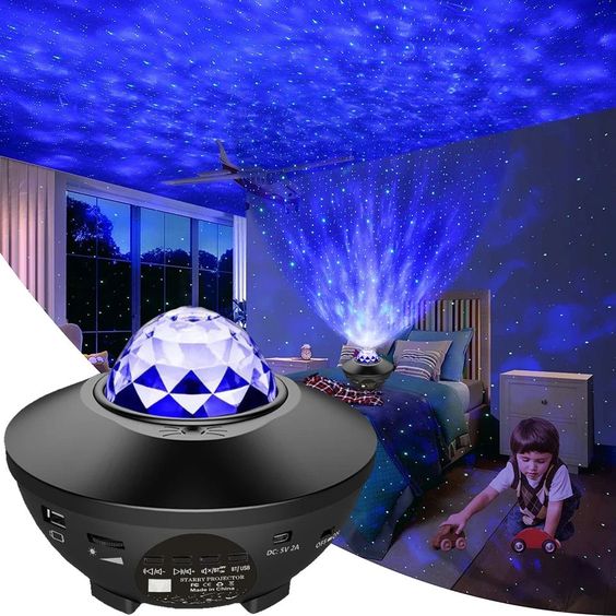 Proyector Luz Galaxia Estrellas Led Parlante Velador Lampara