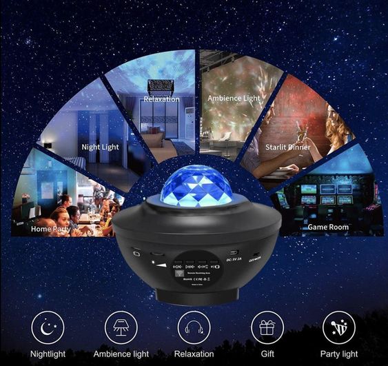Alternative view of Proyector Luz Galaxia Estrellas Led Parlante Velador Lampara