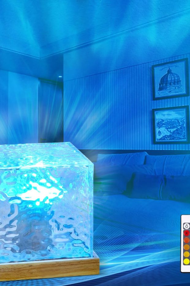 Velador Luz Lampara Aurora Boreal Oceano Yoga C/ Control Usb