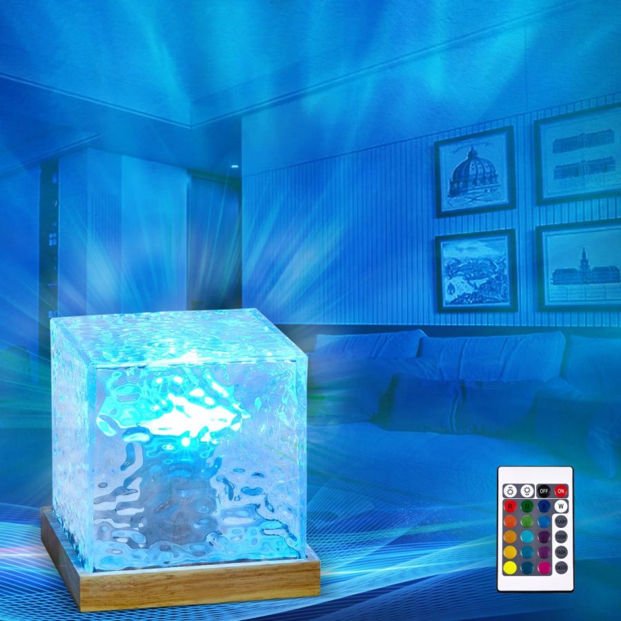 Velador Luz Lampara Aurora Boreal Oceano Yoga C/ Control Usb