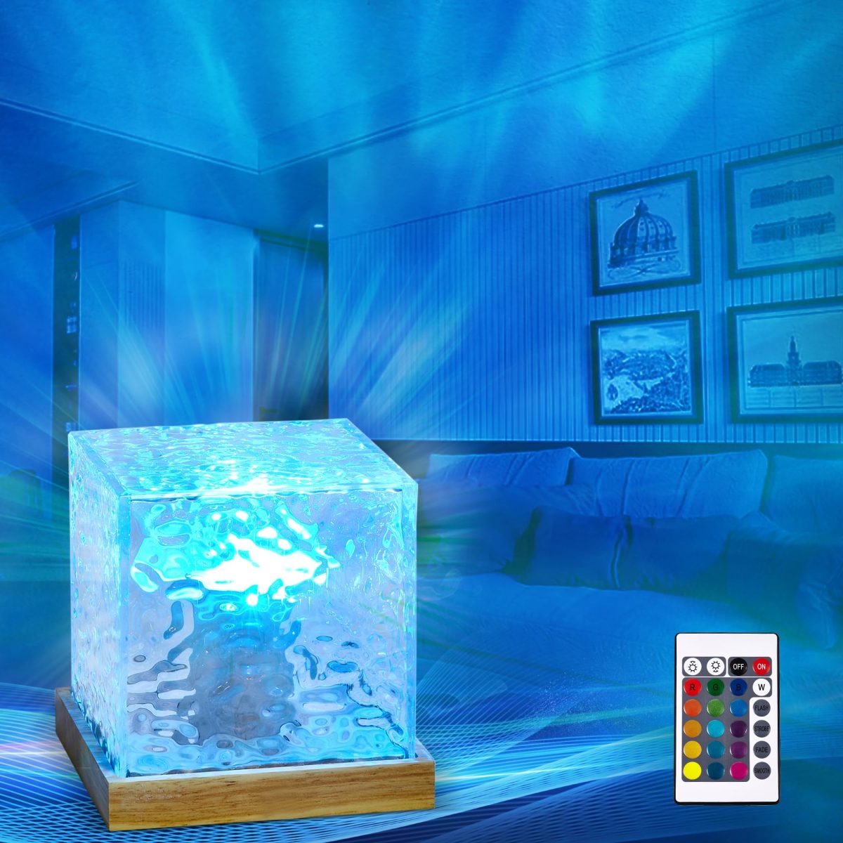 Velador Luz Lampara Aurora Boreal Oceano Yoga C/ Control Usb
