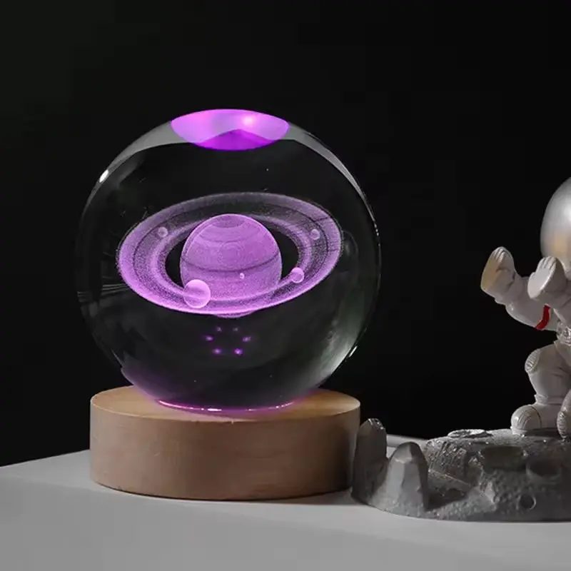 Esfera De Cristal 3d Lampara Led Usb Luz De Noche 8cm Varios Modelos - Imagen 3