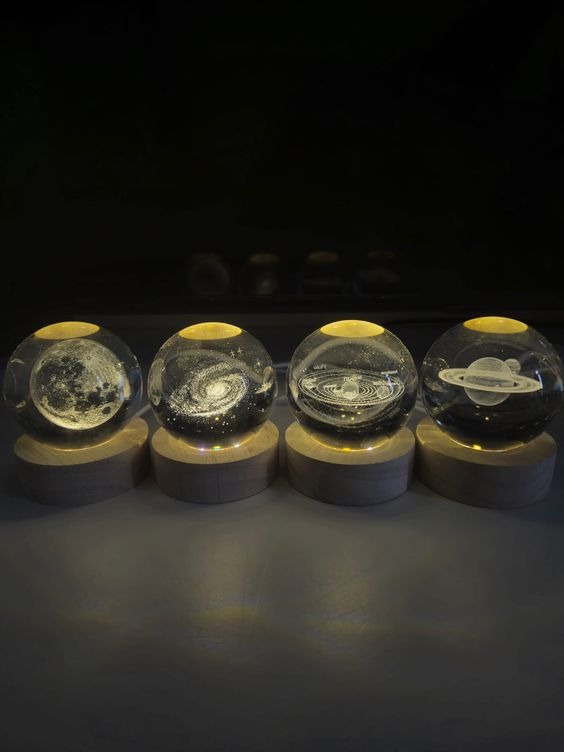 Esfera De Cristal 3d Lampara Led Usb Luz De Noche 8cm Varios Modelos - Imagen 2