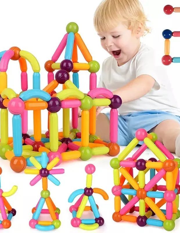 Juego Bloques Para Armar Magnéticos Barra Magnetic 100 Piezas