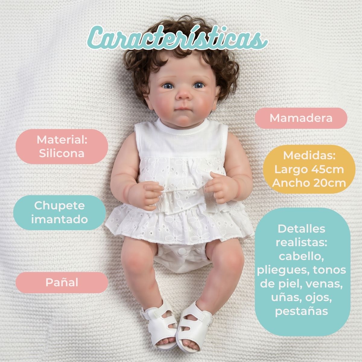 Bebé Reborn muñeca realista con pelo - Imagen 6